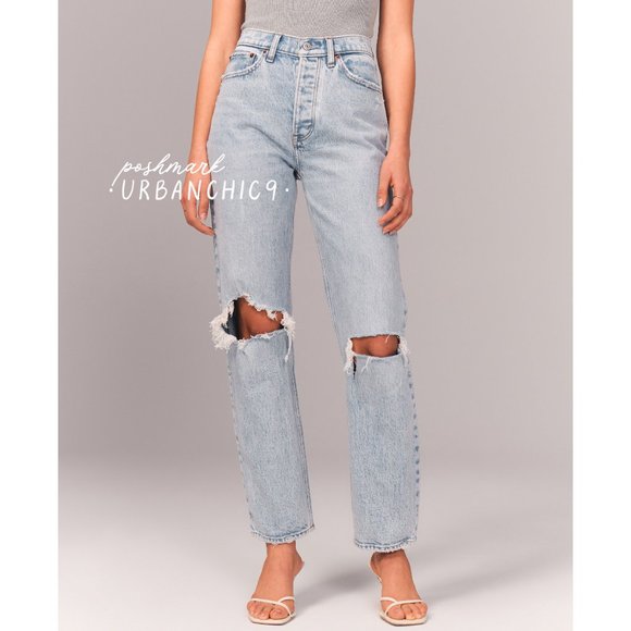 Abercrombie Fitch Jeans Abercrombie High Rise Dad Jean Light Ripped 27 Poshmark